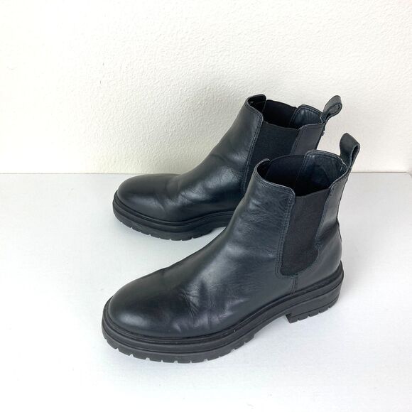 Steve Madden Boots Women's 9 M Lolla Chelsea Black Leather Pull On - Picture 1 of 12